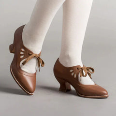 ELDOVRA - Edwardian Leather Heels for Comfortable All-Day Walking