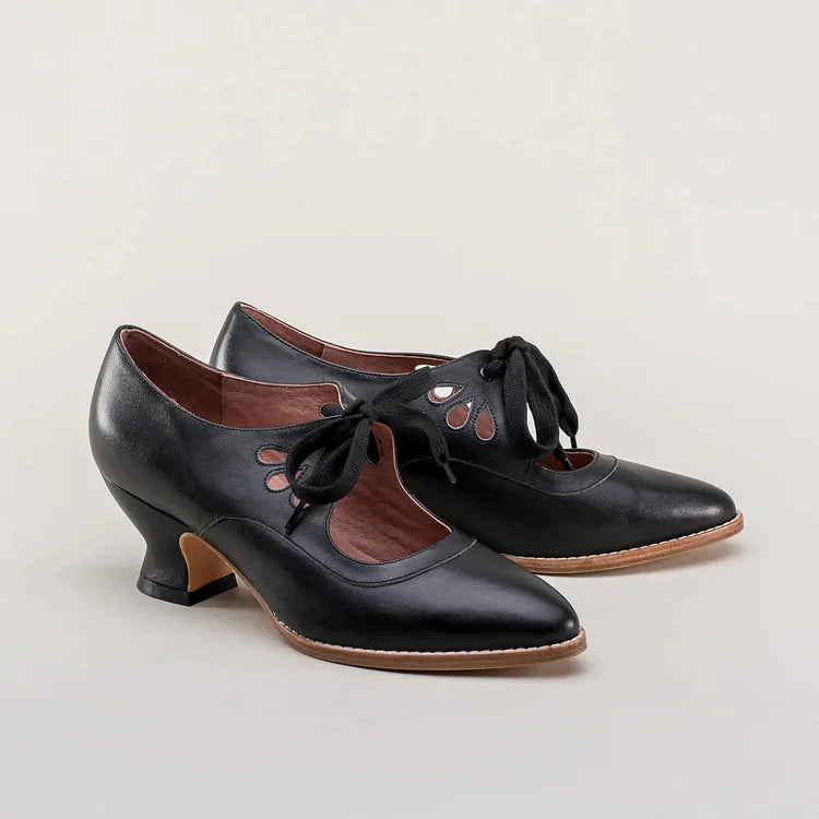 ELDOVRA - Edwardian Leather Heels for Comfortable All-Day Walking