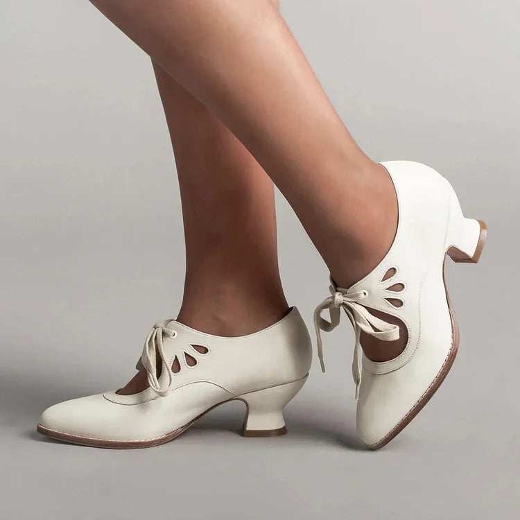 ELDOVRA - Edwardian Leather Heels for Comfortable All-Day Walking