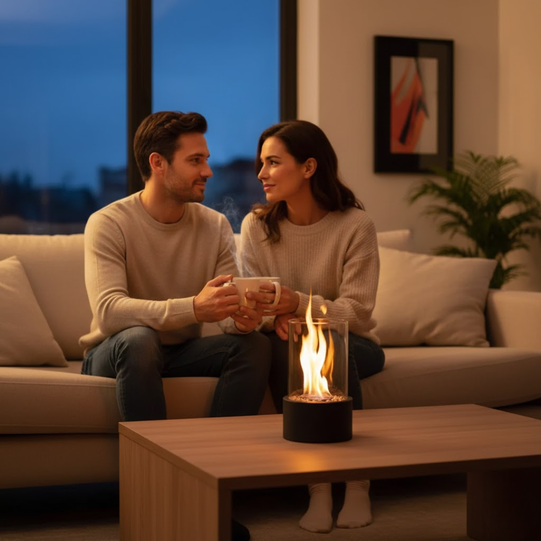 IGNELORA - Tabletop Bioethanol Fireplace for Smoke-Free Ambience