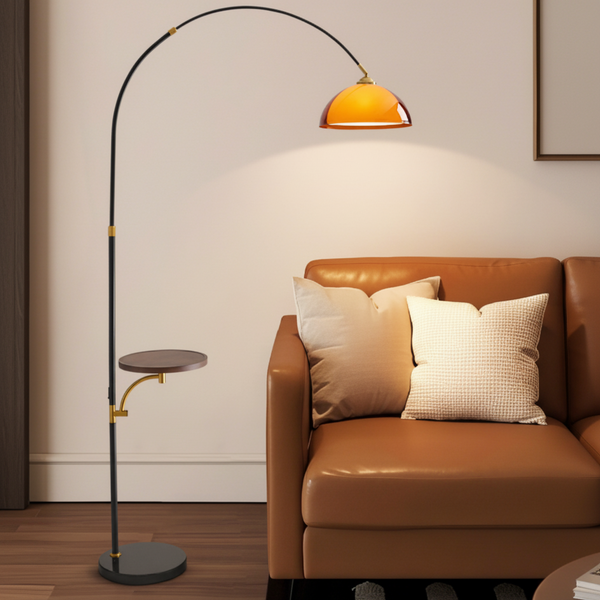 LUMEVRA – Modern Arc Floor Lamp with Side Table