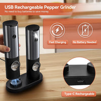 PEPRILO - Rechargeable Electric Mill Set for One-Handed Seasoning