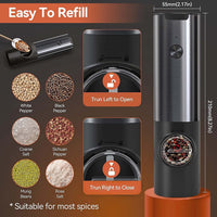 PEPRILO - Rechargeable Electric Mill Set for One-Handed Seasoning