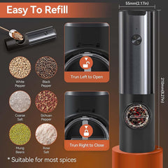 PEPRILO - Rechargeable Electric Mill Set for One-Handed Seasoning