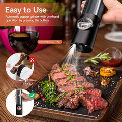 PEPRILO - Rechargeable Electric Mill Set for One-Handed Seasoning