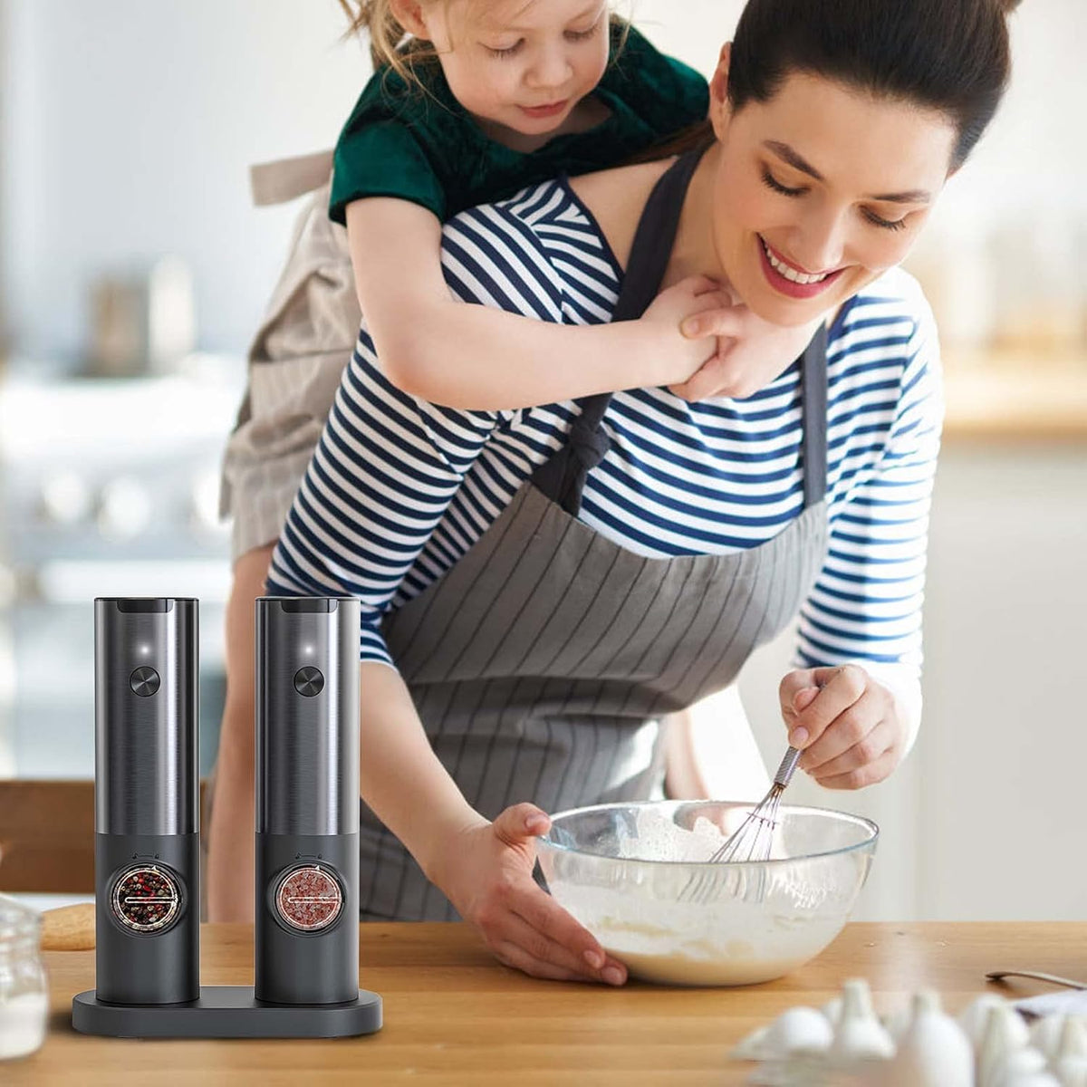 PEPRILO - Rechargeable Electric Mill Set for One-Handed Seasoning