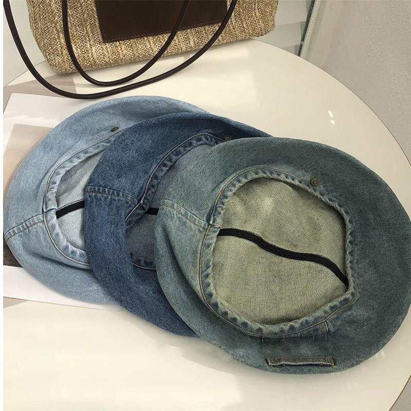 DENMORA - Vintage Denim Beret for Comfortable Artistic Style