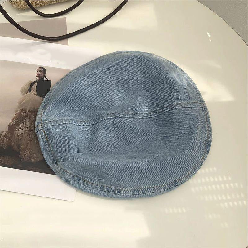 DENMORA - Vintage Denim Beret for Comfortable Artistic Style