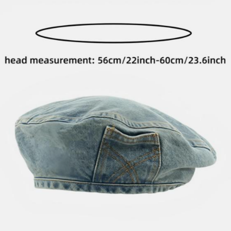 DENMORA - Vintage Denim Beret for Comfortable Artistic Style