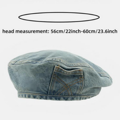 DENMORA - Vintage Denim Beret for Comfortable Artistic Style