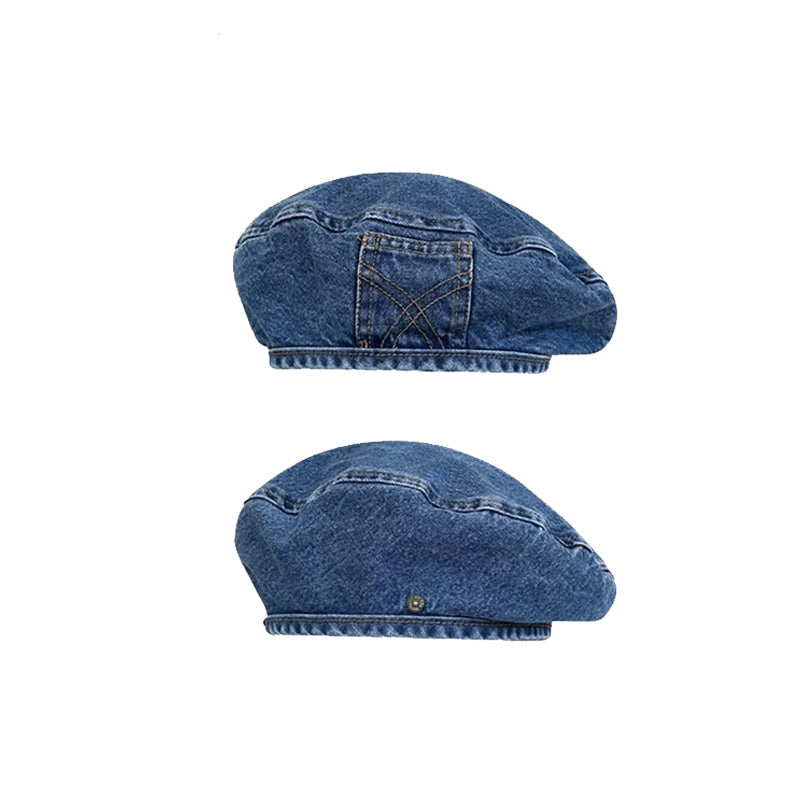 DENMORA - Vintage Denim Beret for Comfortable Artistic Style