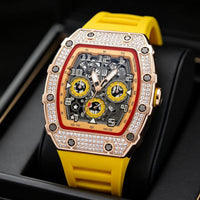 📢📢40% OFF !! ⏰ Luxury Men's Tonneau-Shaped Watch with Rhinestone Embellishment