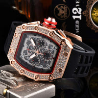 📢📢40% OFF !! ⏰ Luxury Men's Tonneau-Shaped Watch with Rhinestone Embellishment