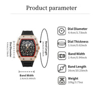 📢📢40% OFF !! ⏰ Luxury Men's Tonneau-Shaped Watch with Rhinestone Embellishment