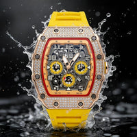 📢📢40% OFF !! ⏰ Luxury Men's Tonneau-Shaped Watch with Rhinestone Embellishment
