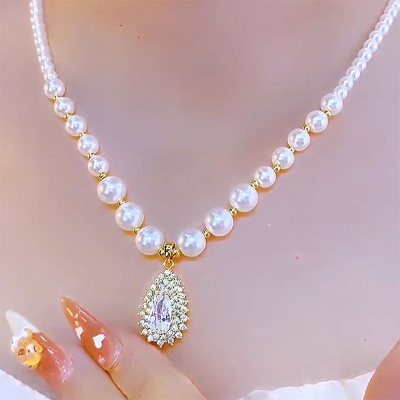 LUSTREBELLE - Faux Pearl Necklace for Timeless Everyday Elegance