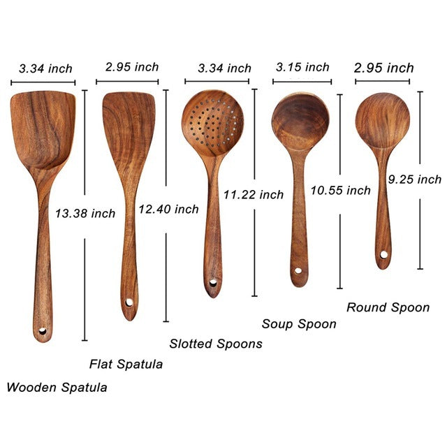 TAVENLI - Teak Kitchen Utensil Set for Scratch-Free Cooking