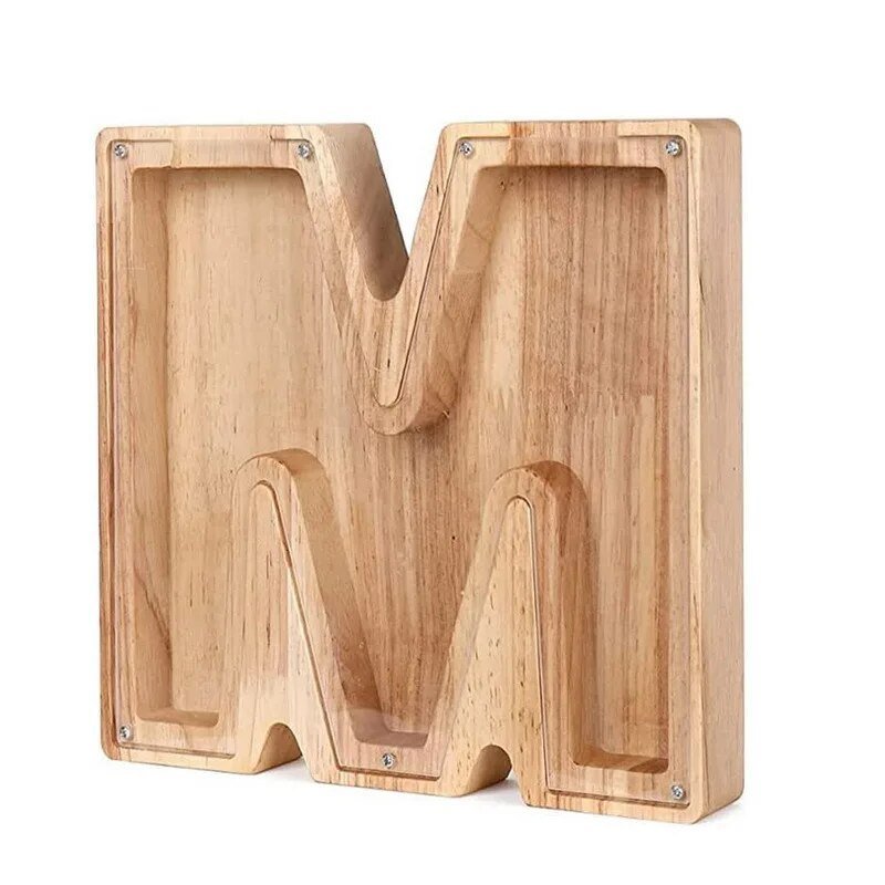 LETTRIVA - Wooden Letter Coin Bank for Visible Saving Progress